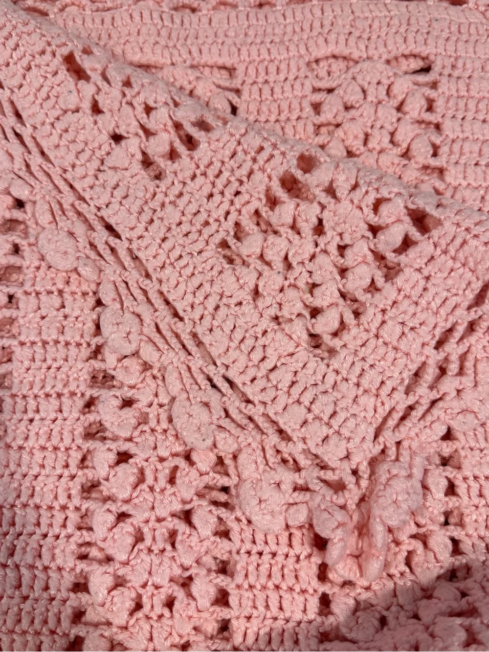 Soft Pink Crochet blanket -baby  Accessory